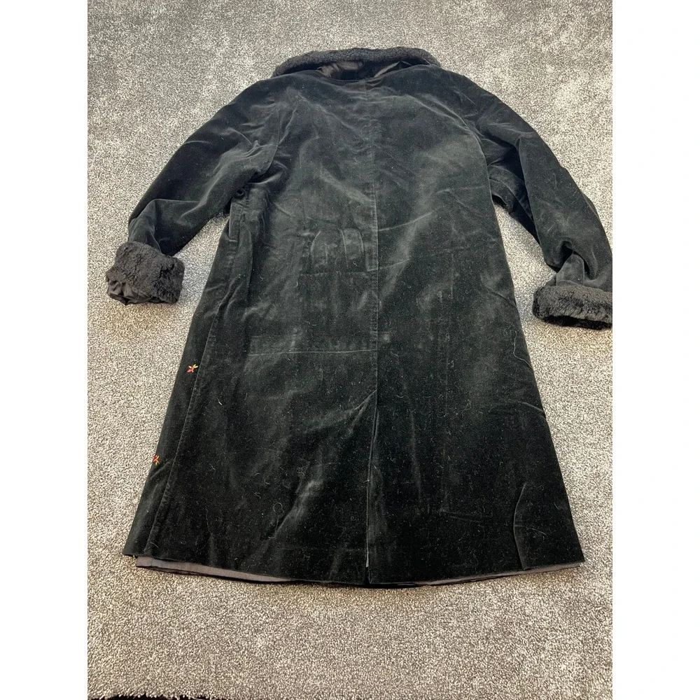 Vintage Gymboree Holiday Magic Velvet Faux Fur Embroidered Coat Girls Size 9